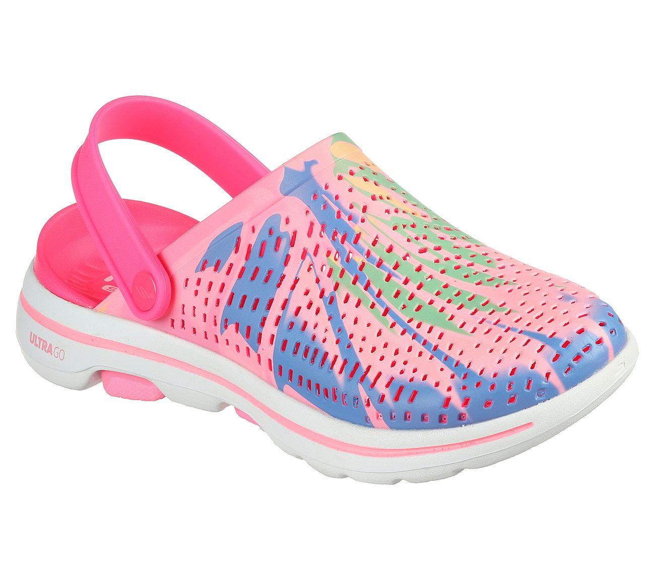 GO WALK 5 FOAMIES - PSYCHADEL, PINK/MULTI Footwear Right View