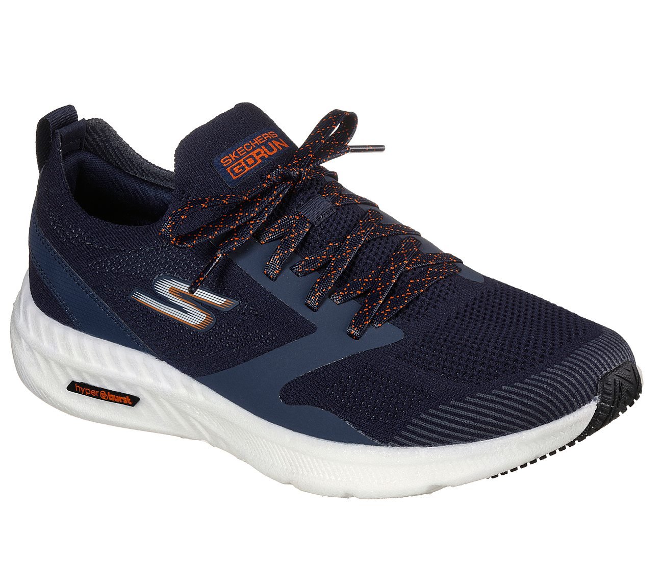 GO RUN HYPER BURST, NAVY/ORANGE Footwear Lateral View