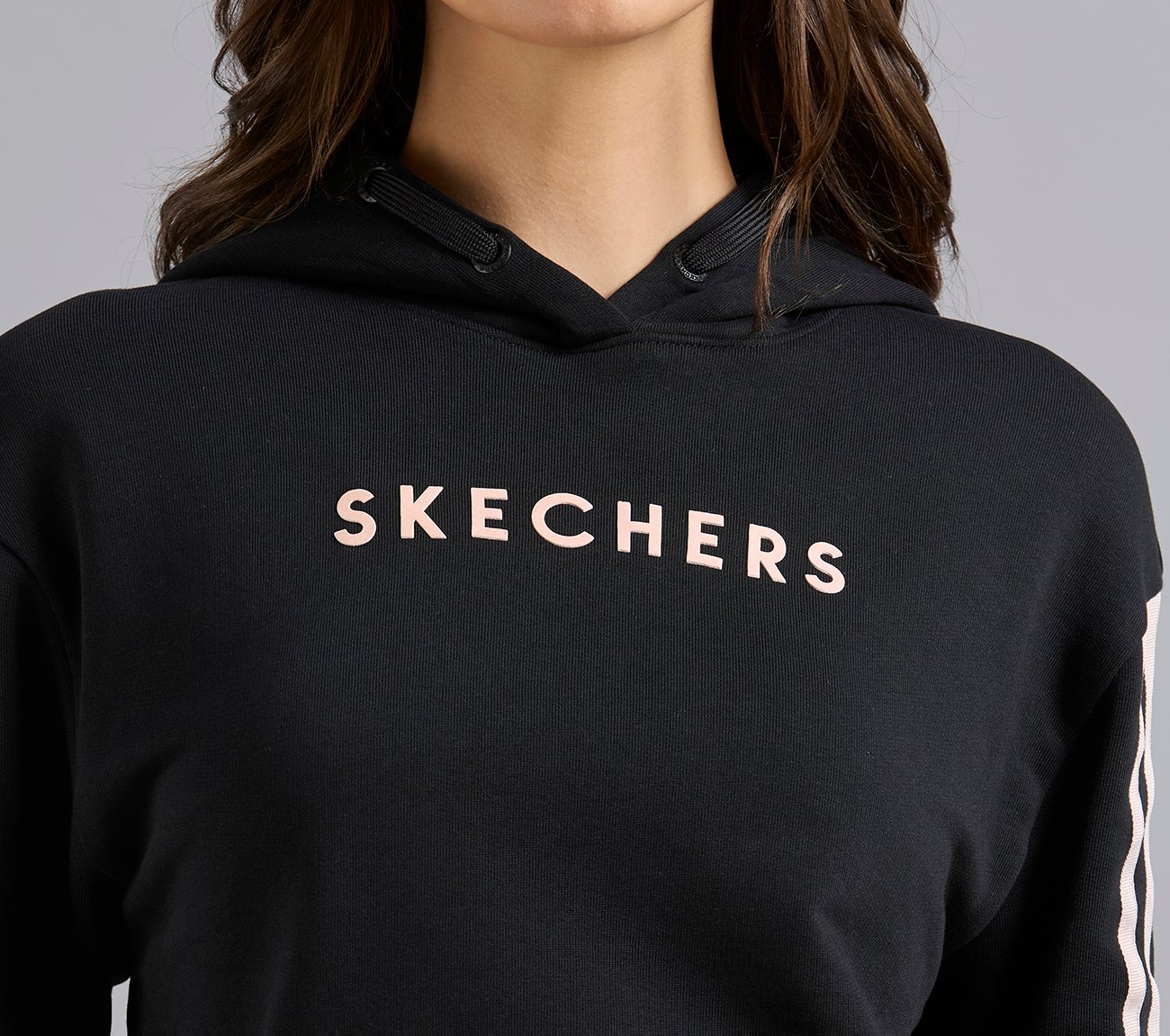 CONSTRAST TAPE HOODED SWEATSHIRT, BLACK Apparels Right View