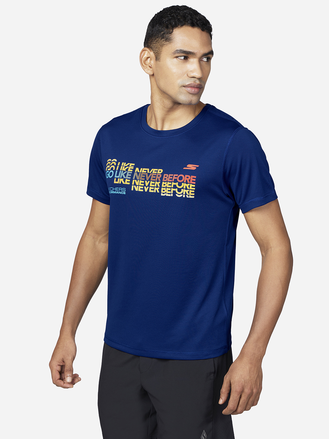 GO LIKE NEVER BEFORE T-SHIRT, BLUE/WHITE Apparels Top View