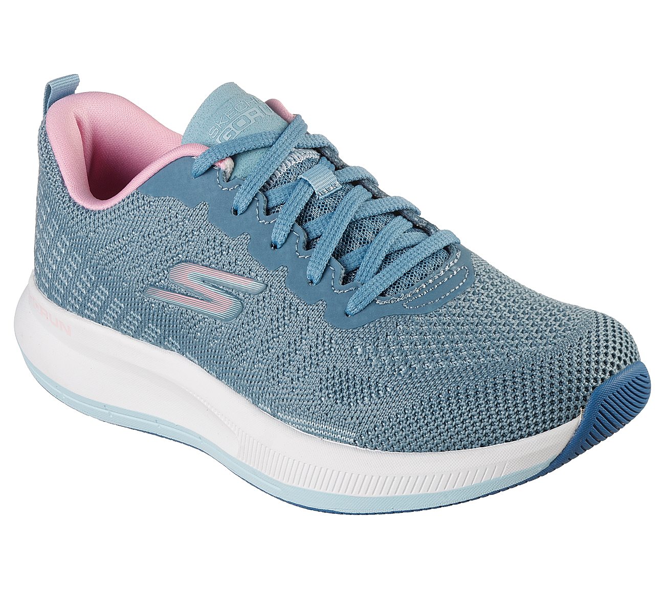 GO RUN PULSE - ULTIMATE BEST, AQUA/PINK Footwear Lateral View