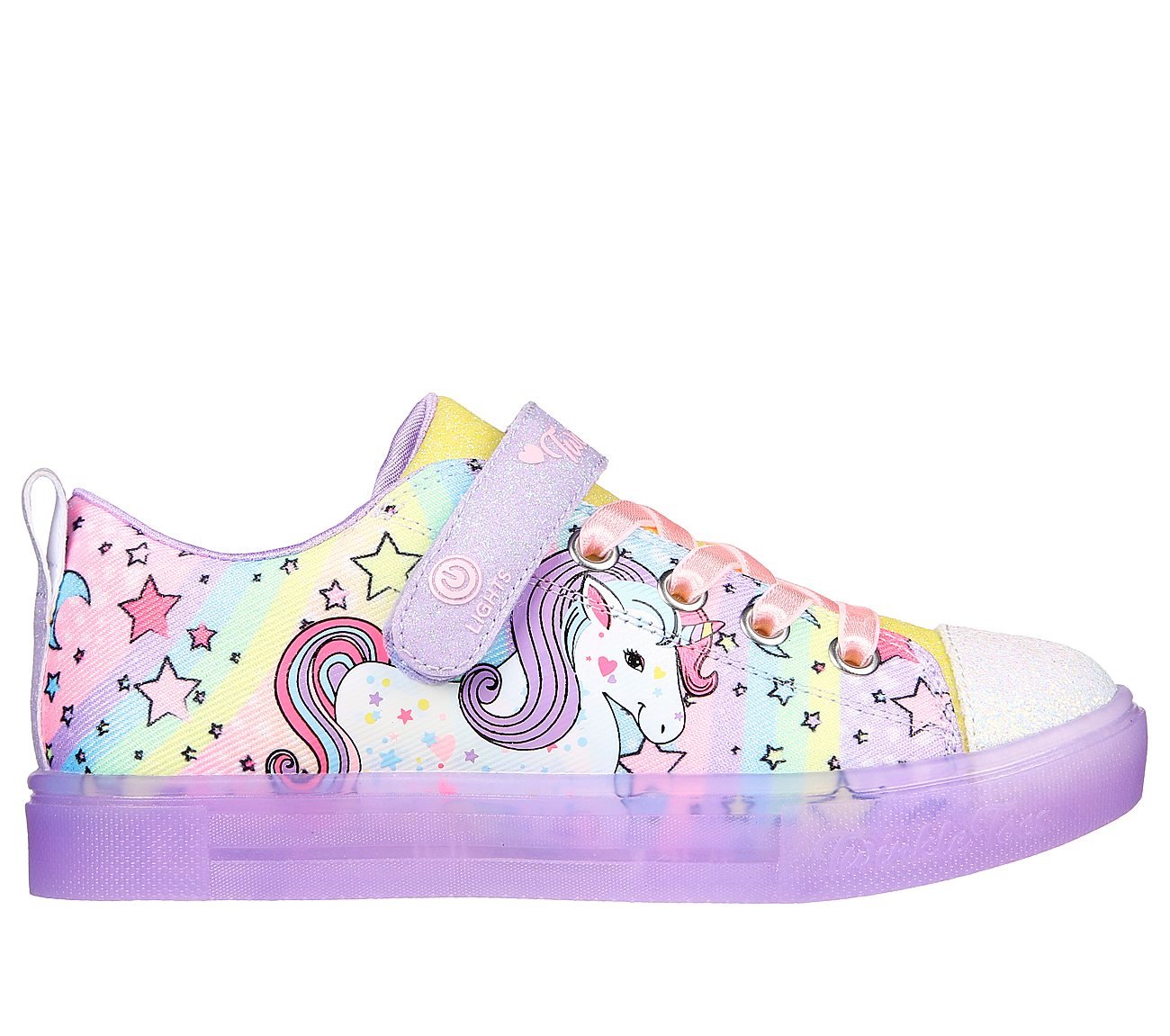 TWINKLE SPARKS ICE-UNICORN BU, LAVENDER/MULTI Footwear Lateral View