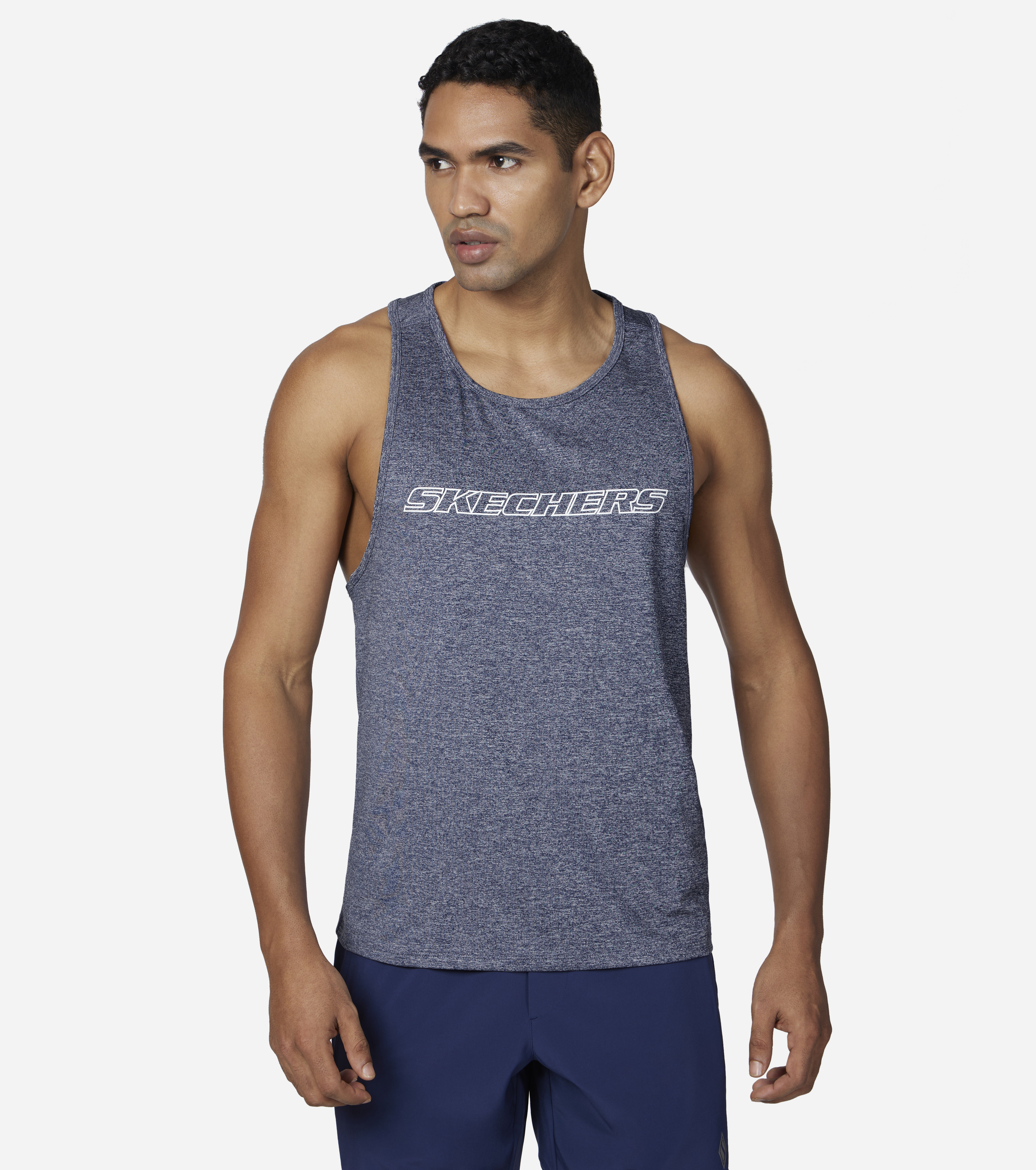 GODRI SKECH-AIR OUTPACE TANK, BLUE/WHITE Apparel Lateral View