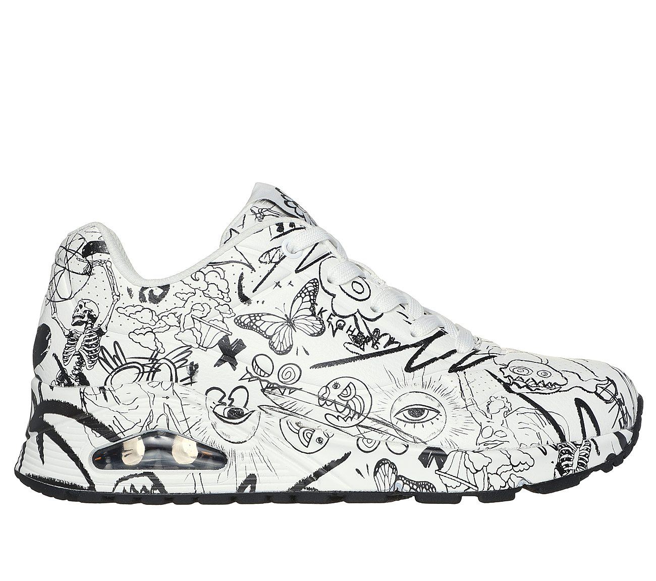 UNO - PROCESS SKETCH, WHITE BLACK Footwear Lateral View
