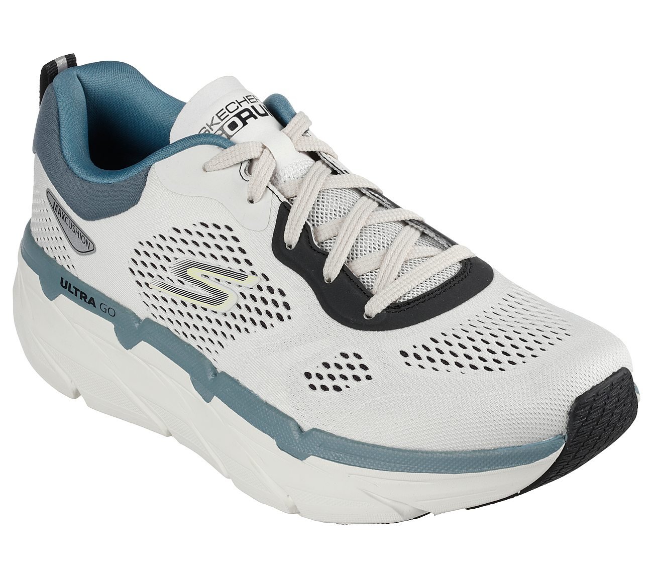 MAX CUSHIONING PREMIER -PERSP, WHITE BLACK Footwear Lateral View