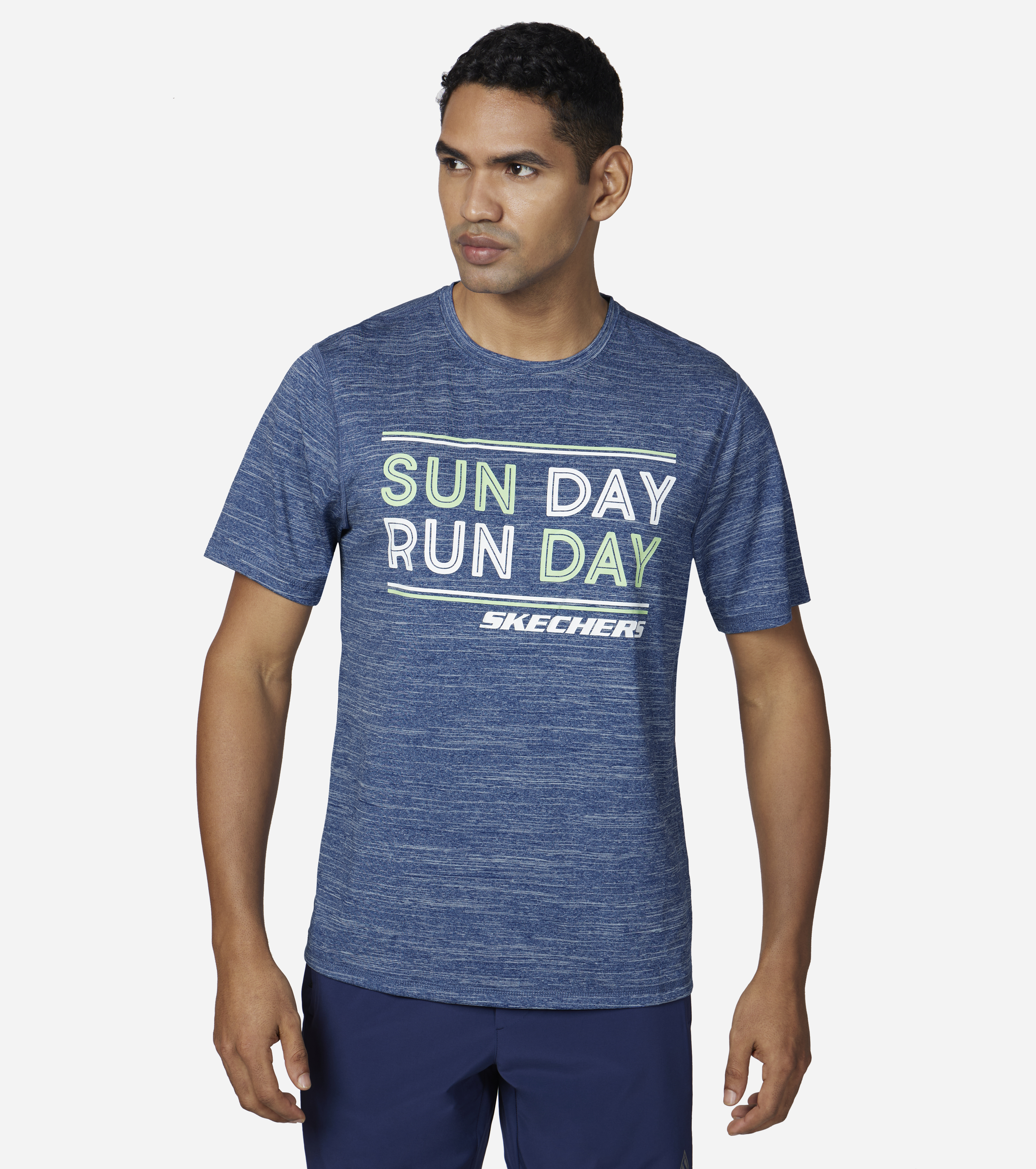 SUNDAY RUNDAY T-SHIRT, BLUE/WHITE Apparels Lateral View