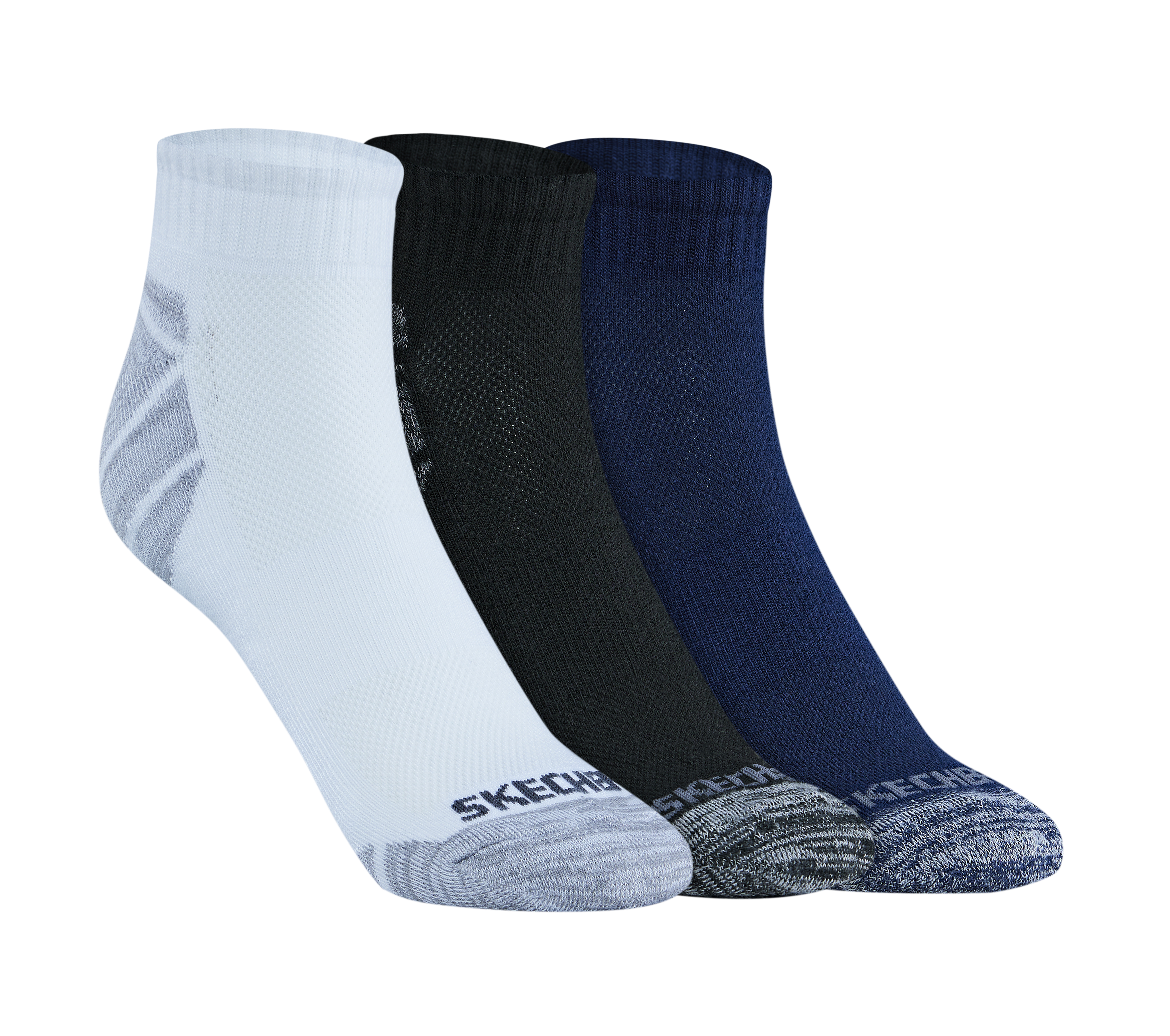 3PK MENS 1/2 TERRY QTR CREW, WHITE/BLACK/BLUE Accessories Lateral View