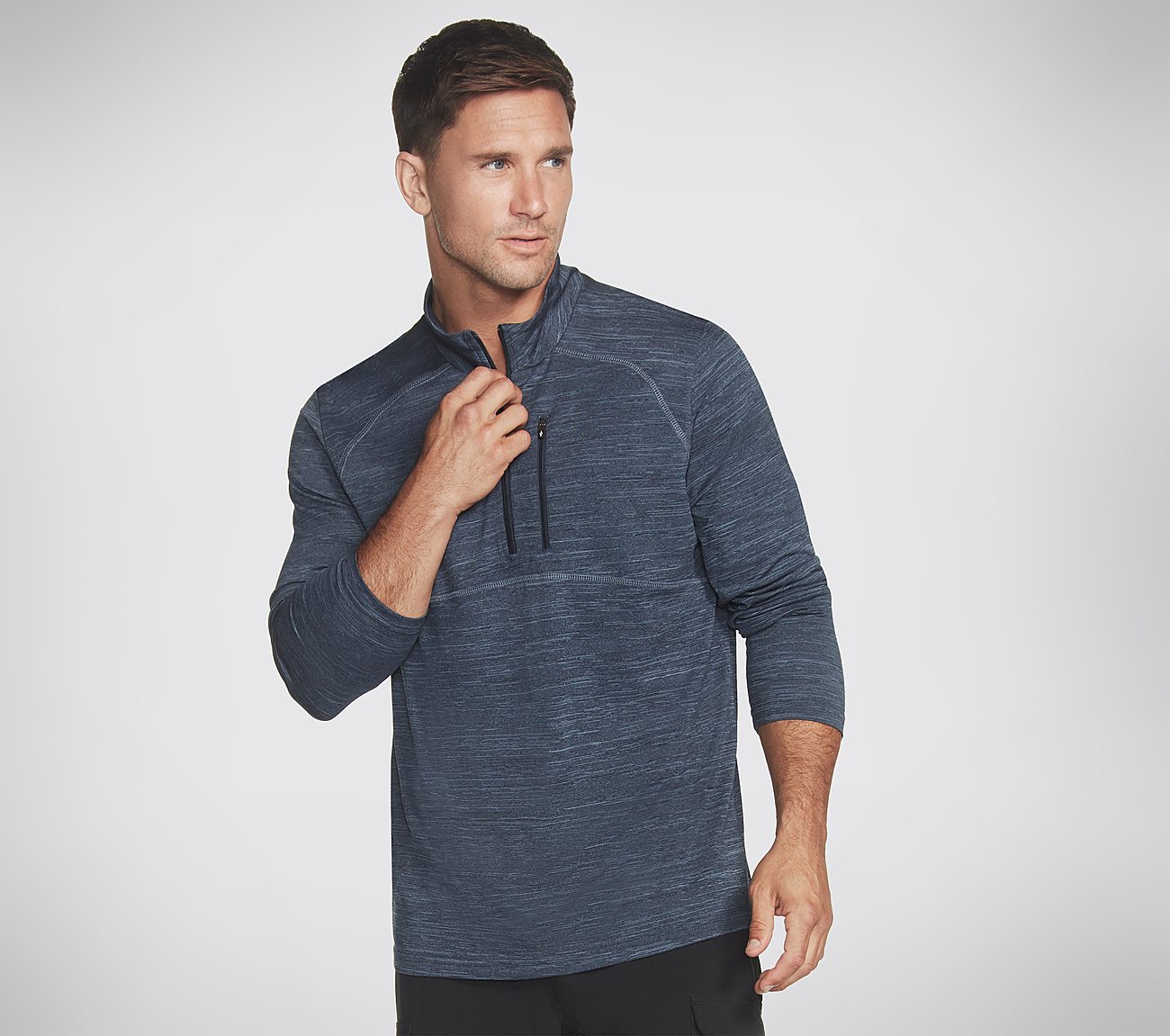 ON THE ROAD 1/4 ZIP, BLUE/GREY Apparels Lateral View