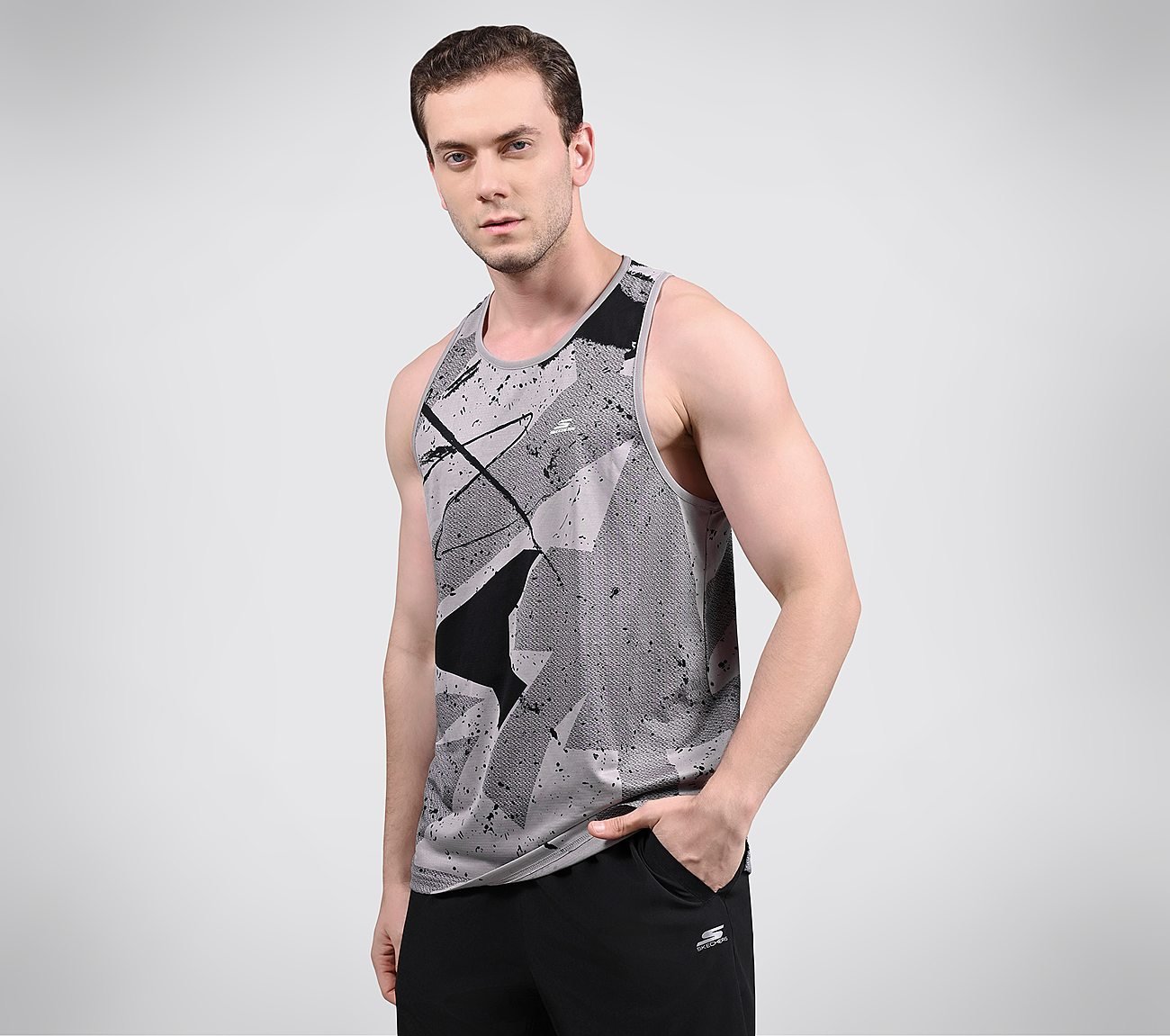 FIRFLY AOP TANK, WHITE/GREY/BLUE Apparels Top View