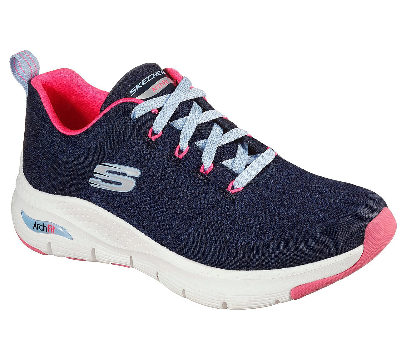 ARCH FIT-COMFY WAVE, NAVY/HOT PINK Footwear Right View