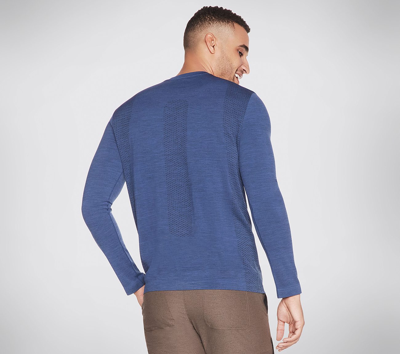 L/S SEAMLESS T-SHIRT, BLUE Apparels Top View
