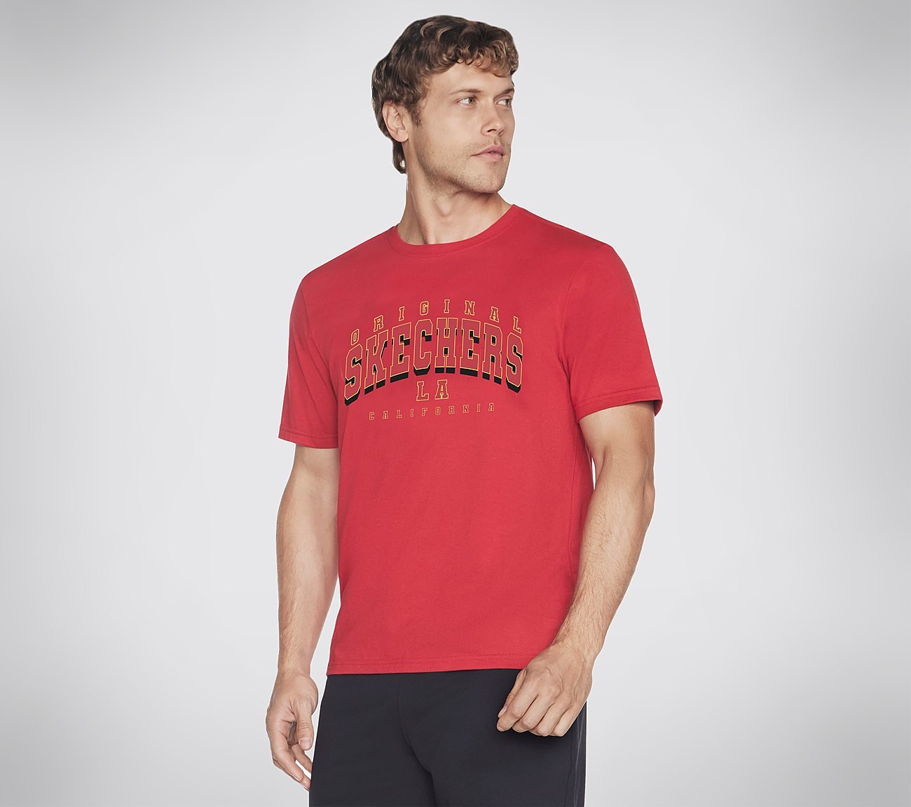 SKECHERS UNIVERSITY T-SHIRT, RED Apparel Bottom View