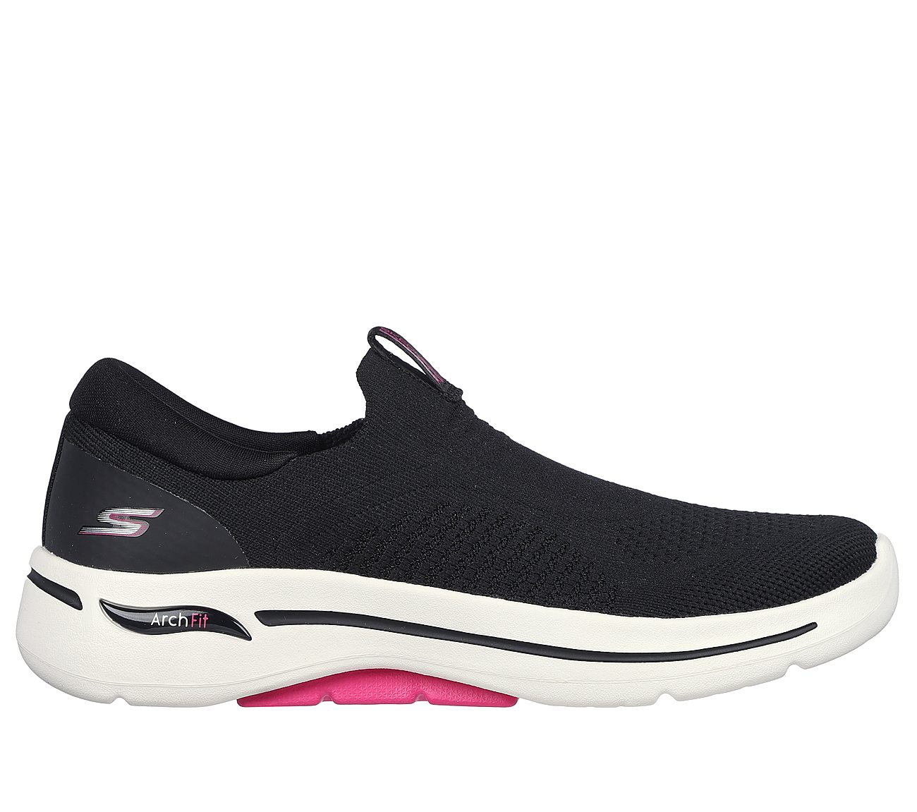 GO WALK ARCH FIT, BLACK/HOT PINK Footwear Lateral View