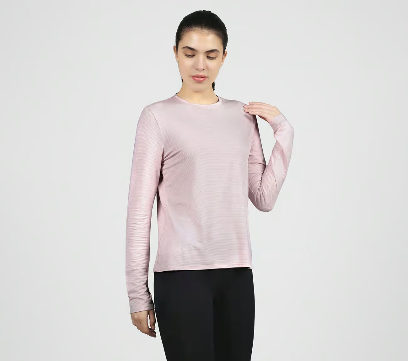 SHIMMER STRIPE LONG SLEEVE, LAVENDER/PINK Apparels Bottom View