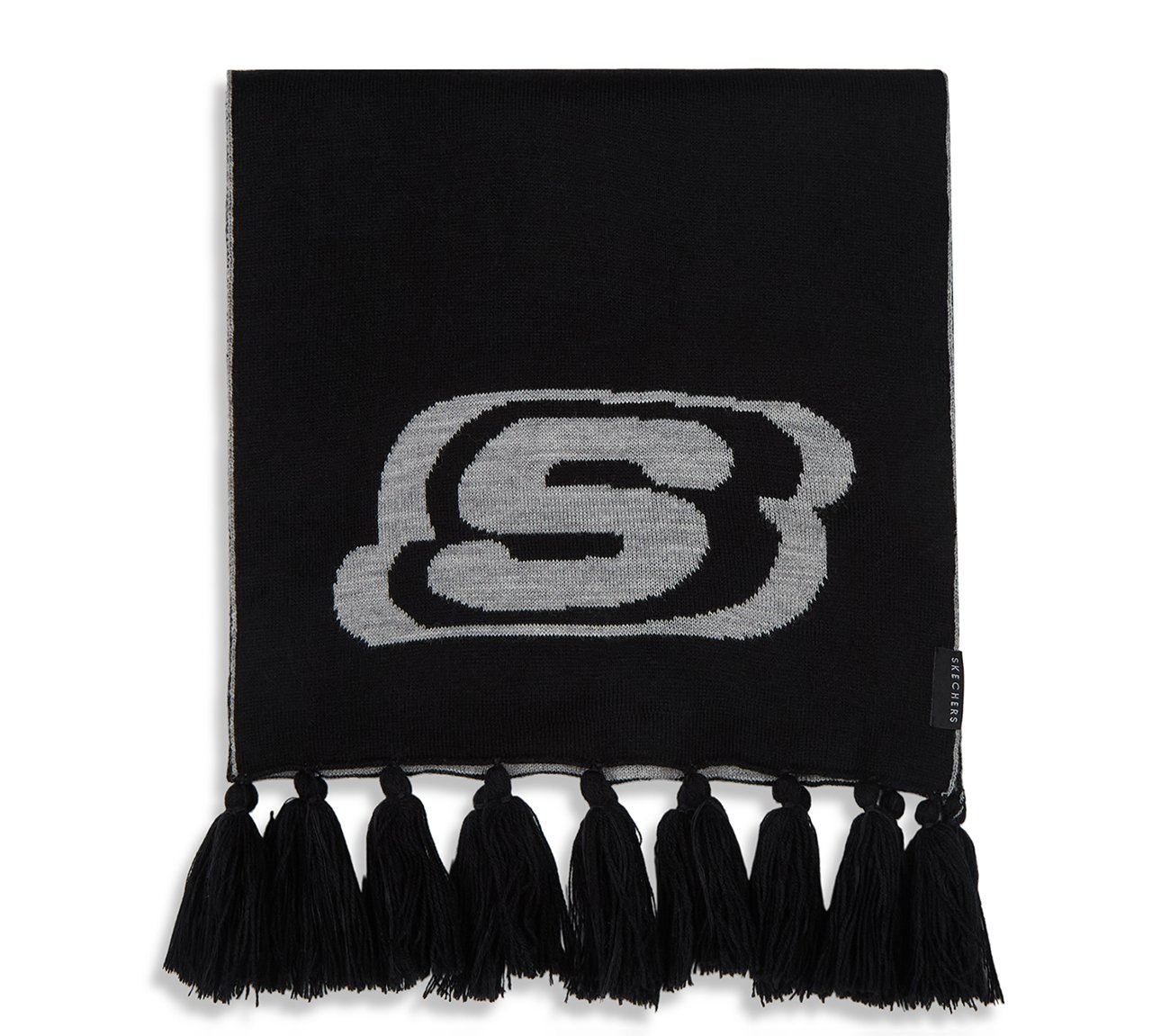 SKECHERS UNISEX REVERSIBLE SCARF, BLACK/GRAY