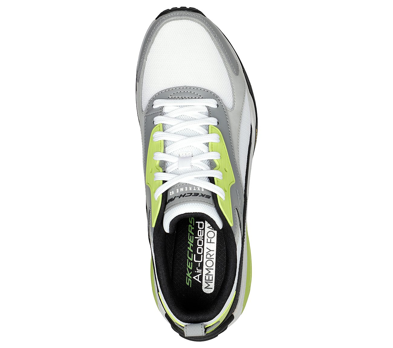SKECH-AIR EXTREME V2, WHITE/BLACK/LIME Footwear Top View