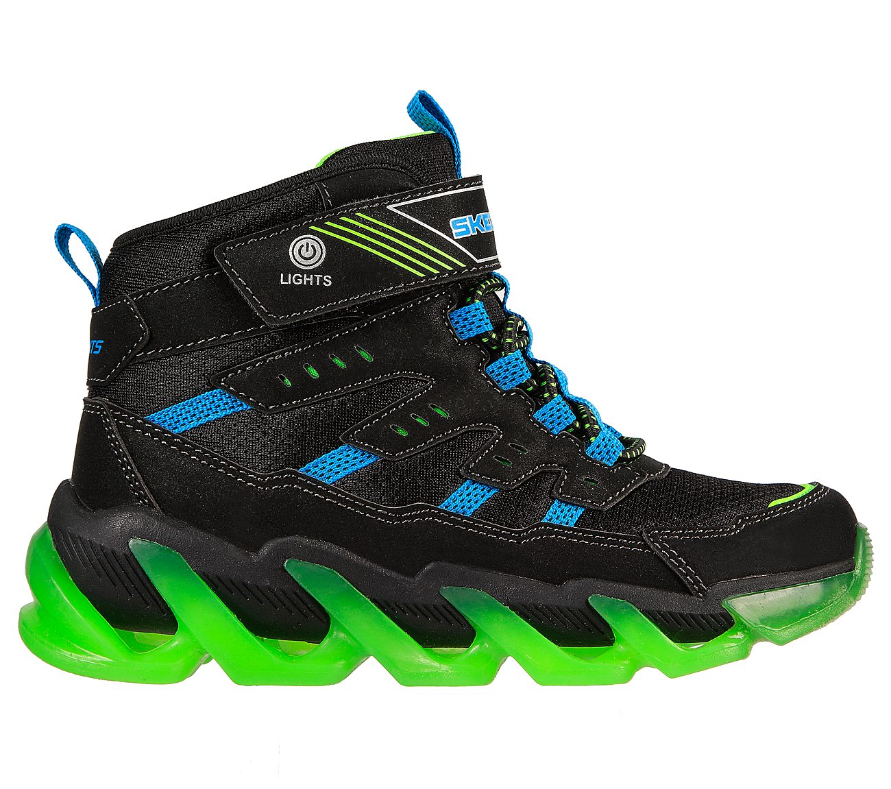 MEGA-SURGE - FLASH BREEZE, BLACK/BLUE/LIME Footwear Lateral View