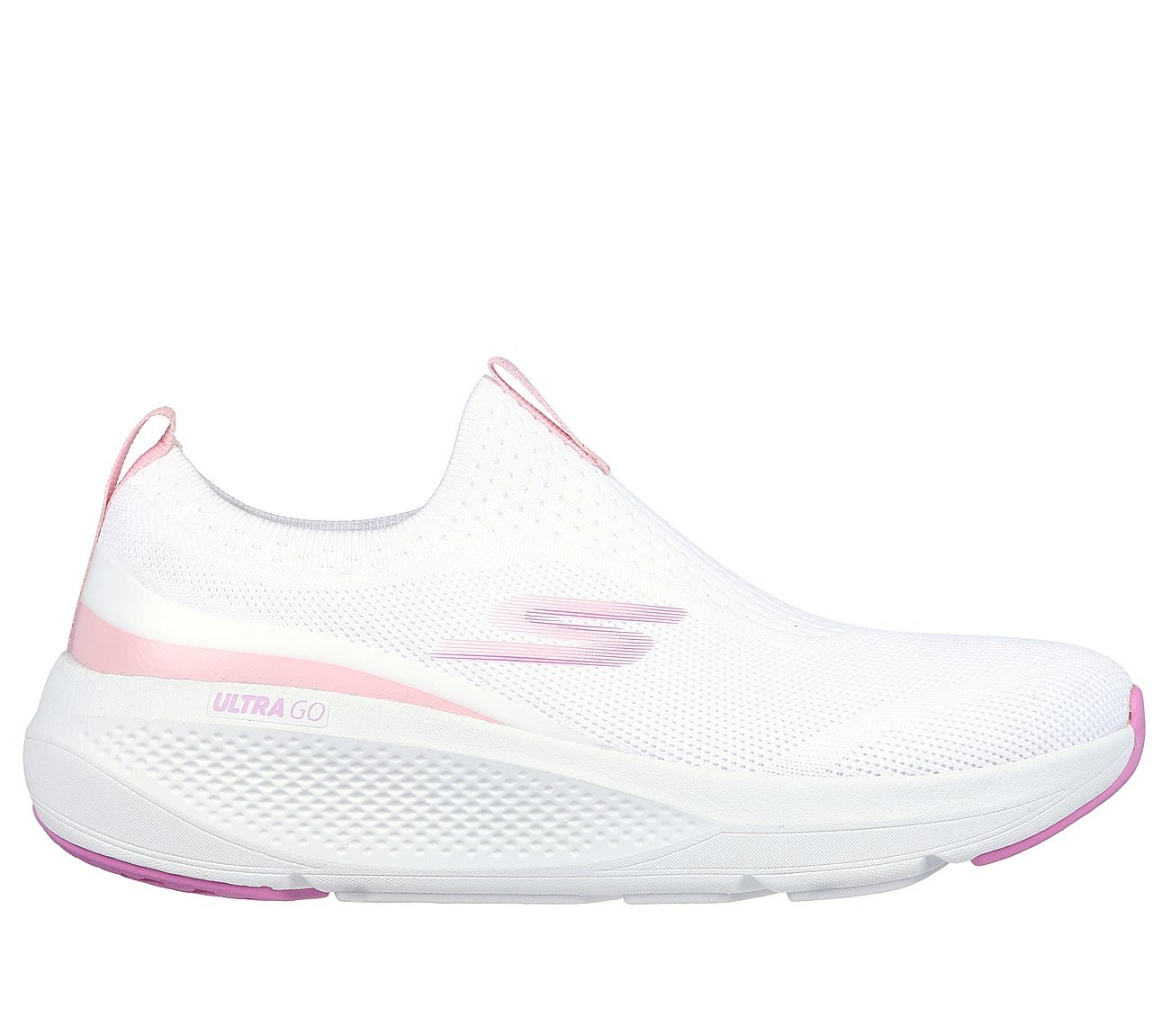 GO RUN ELEVATE - HOT STREAK, WHITE/PINK Footwear Lateral View
