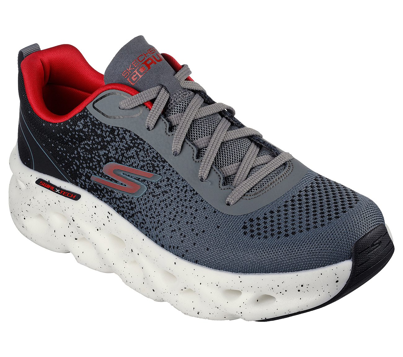 GO RUN SWIRL TECH - MOTION, GREY/RED Footwear Right View
