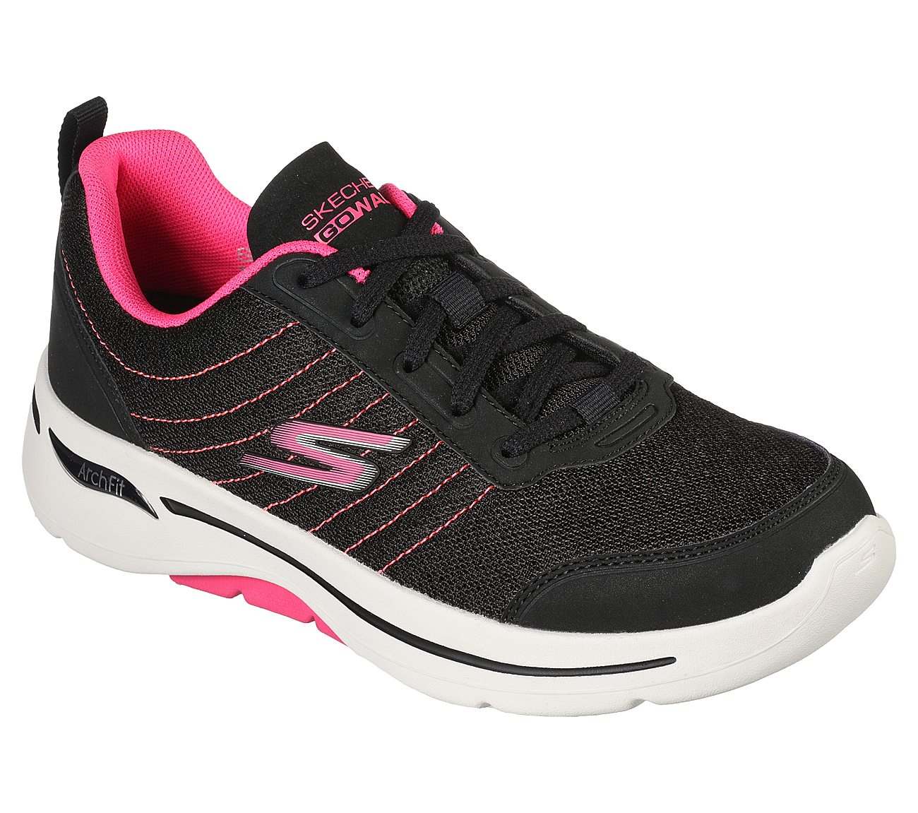 GO WALK ARCH FIT-TRUE VISION, BLACK/PINK Footwear Right View