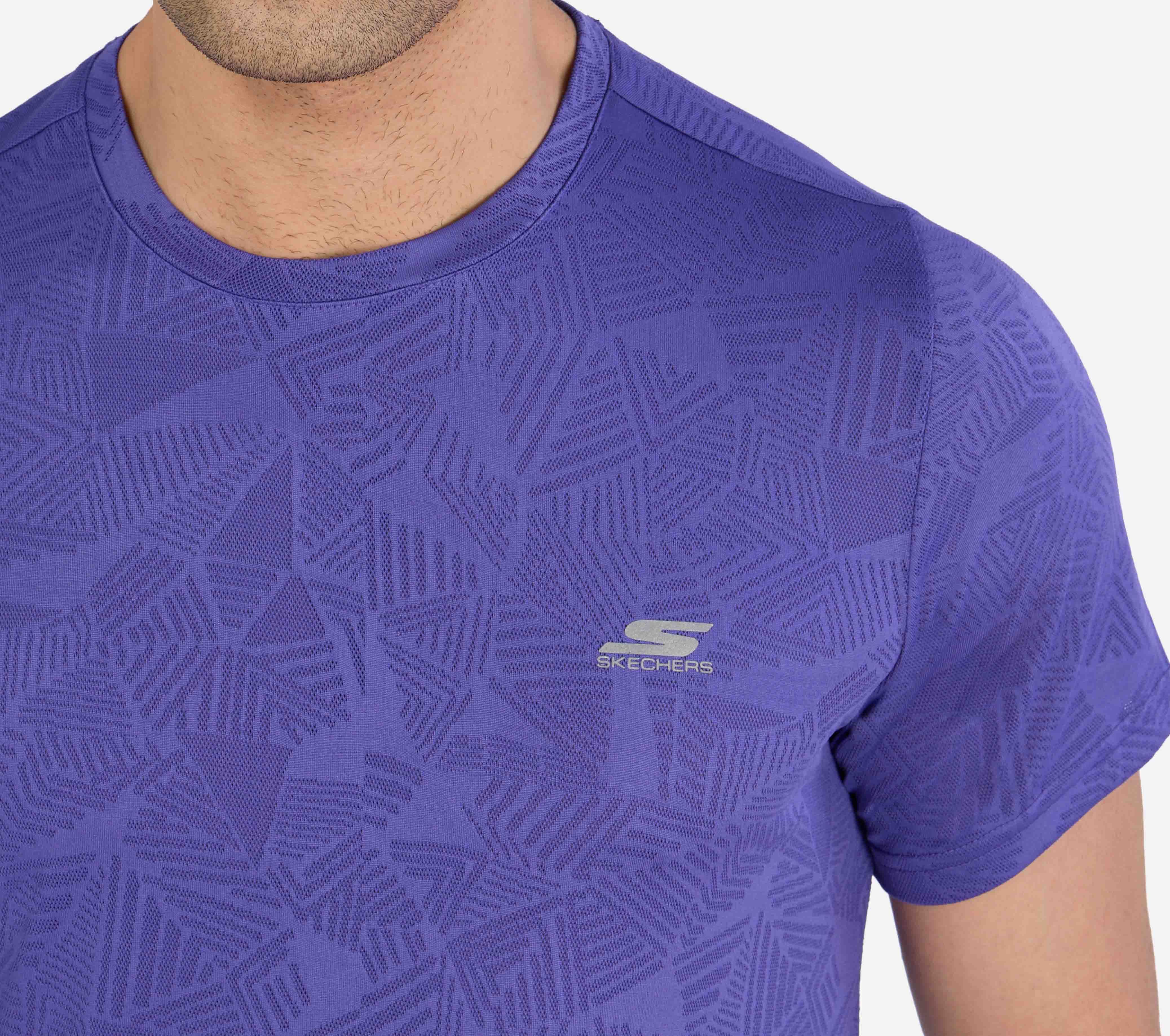 SS SKECHERS DELTA T-SHIRT, GUNMETAL TURQUOISE Apparel Right View
