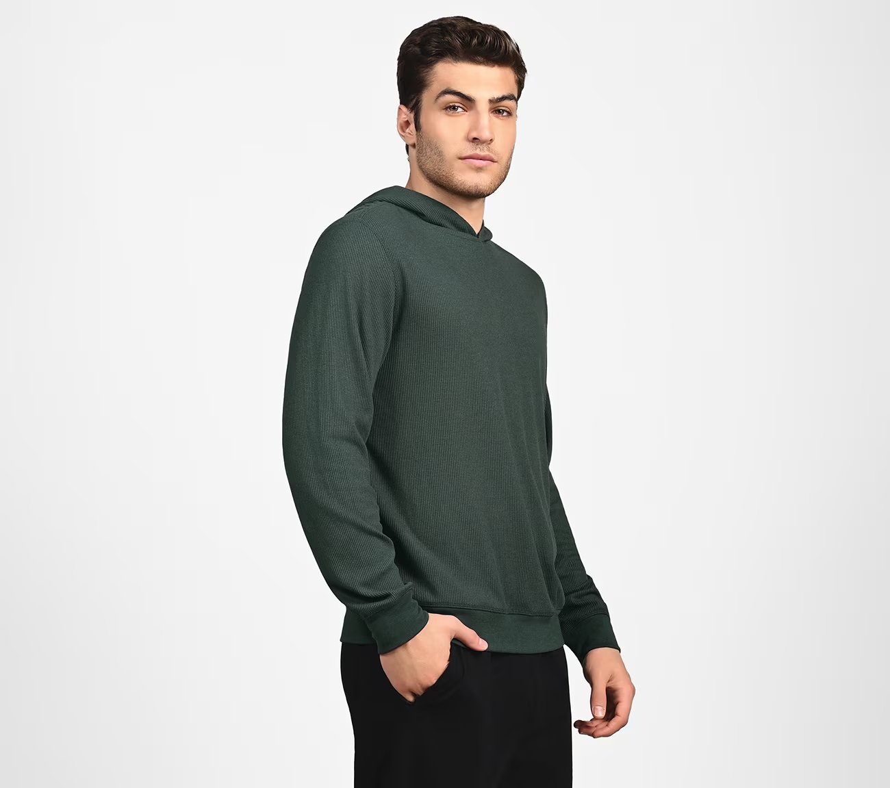 GOKNIT WAFFLE HOODIE, GREEN Apparels Bottom View