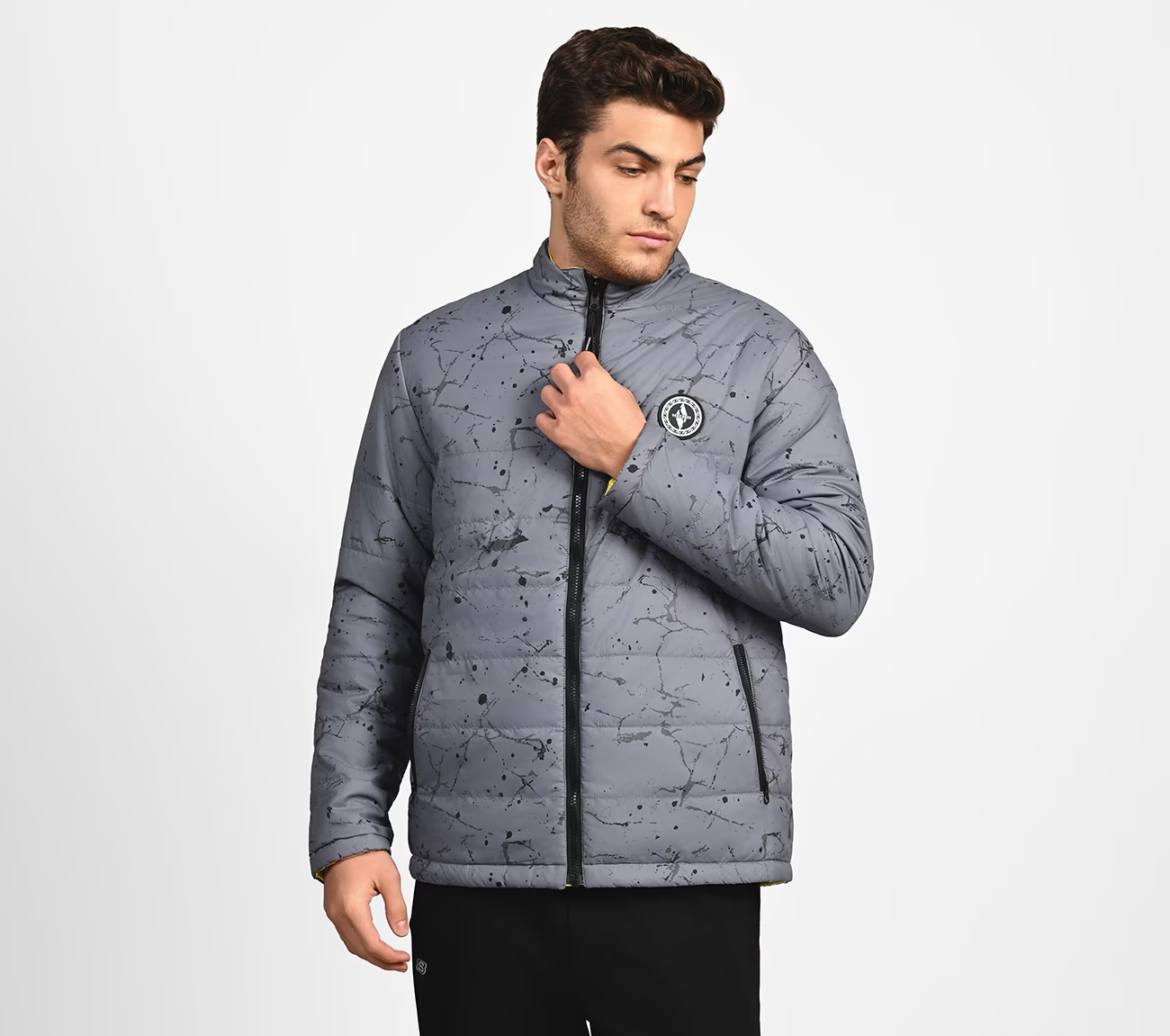 OASIS SPLATTER PUFFER, Grey Apparels Lateral View