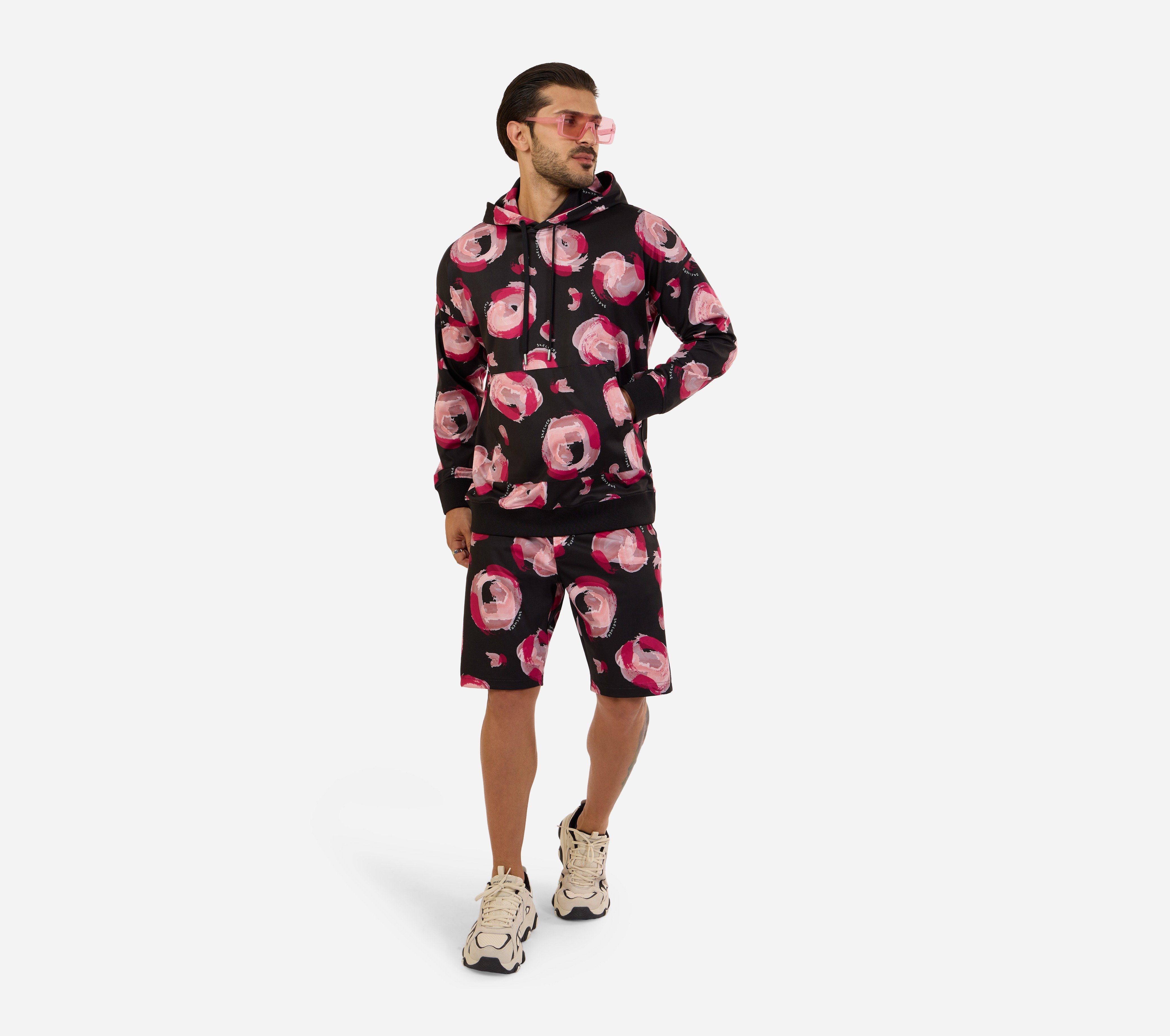 MENS PRINTED SHORTS, BLK/GRY/ROYAL Apparel Bottom View
