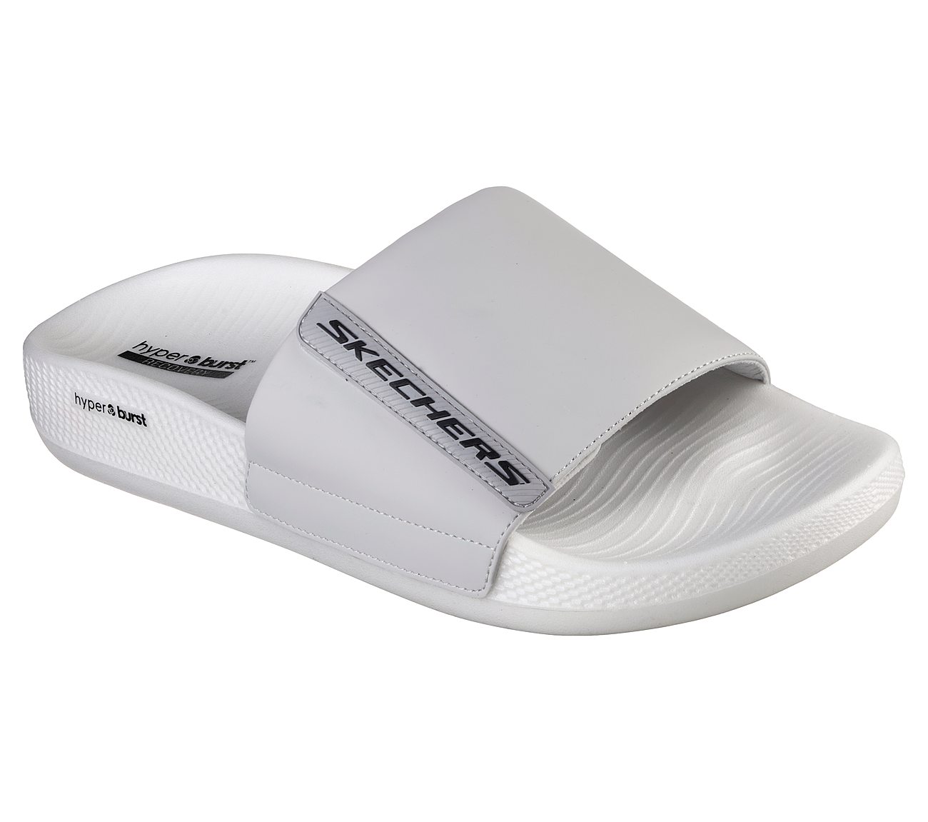 Skechers Grey/Black Hyper Slide Mens Slide In Sandal - Style ID: 229040