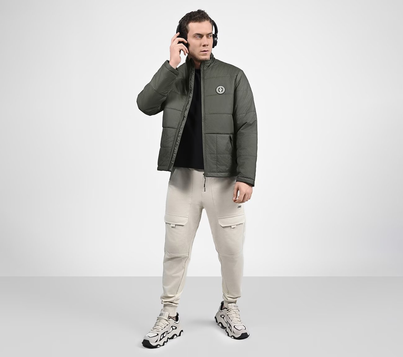 PUFFER FZ JACKET, CHOCOLATE/GREEN Apparels Right View
