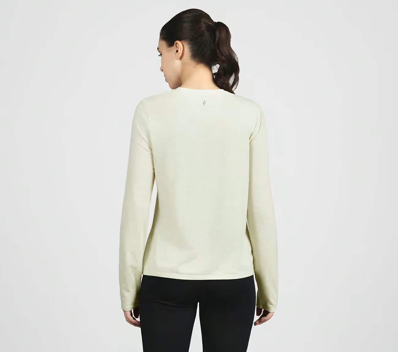 SHIMMER STRIPE LONG SLEEVE, OFF WHITE Apparels Left View