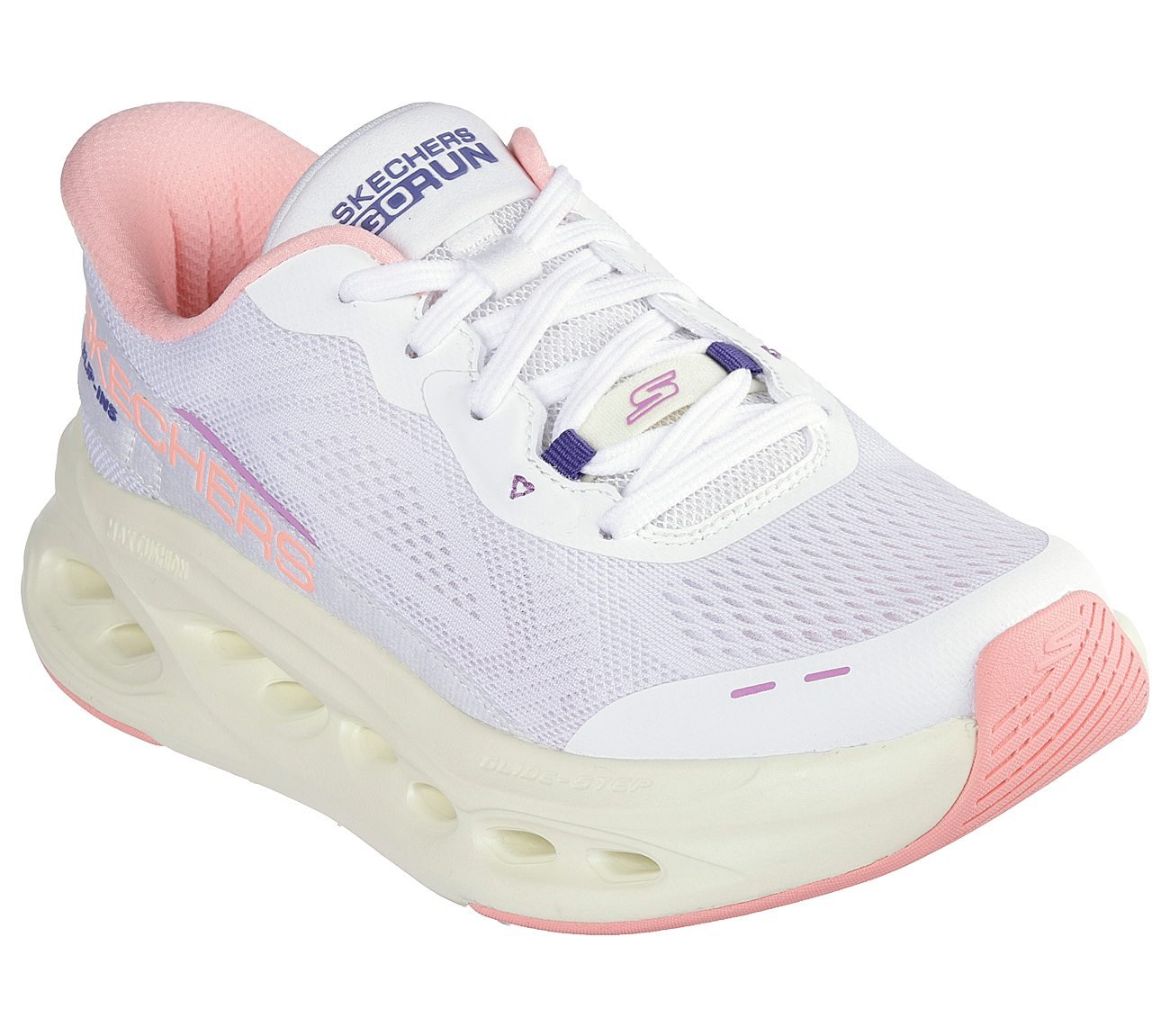 MAX CUSHIONING GLIDE-STEP, WHITE/PINK Footwear Right View
