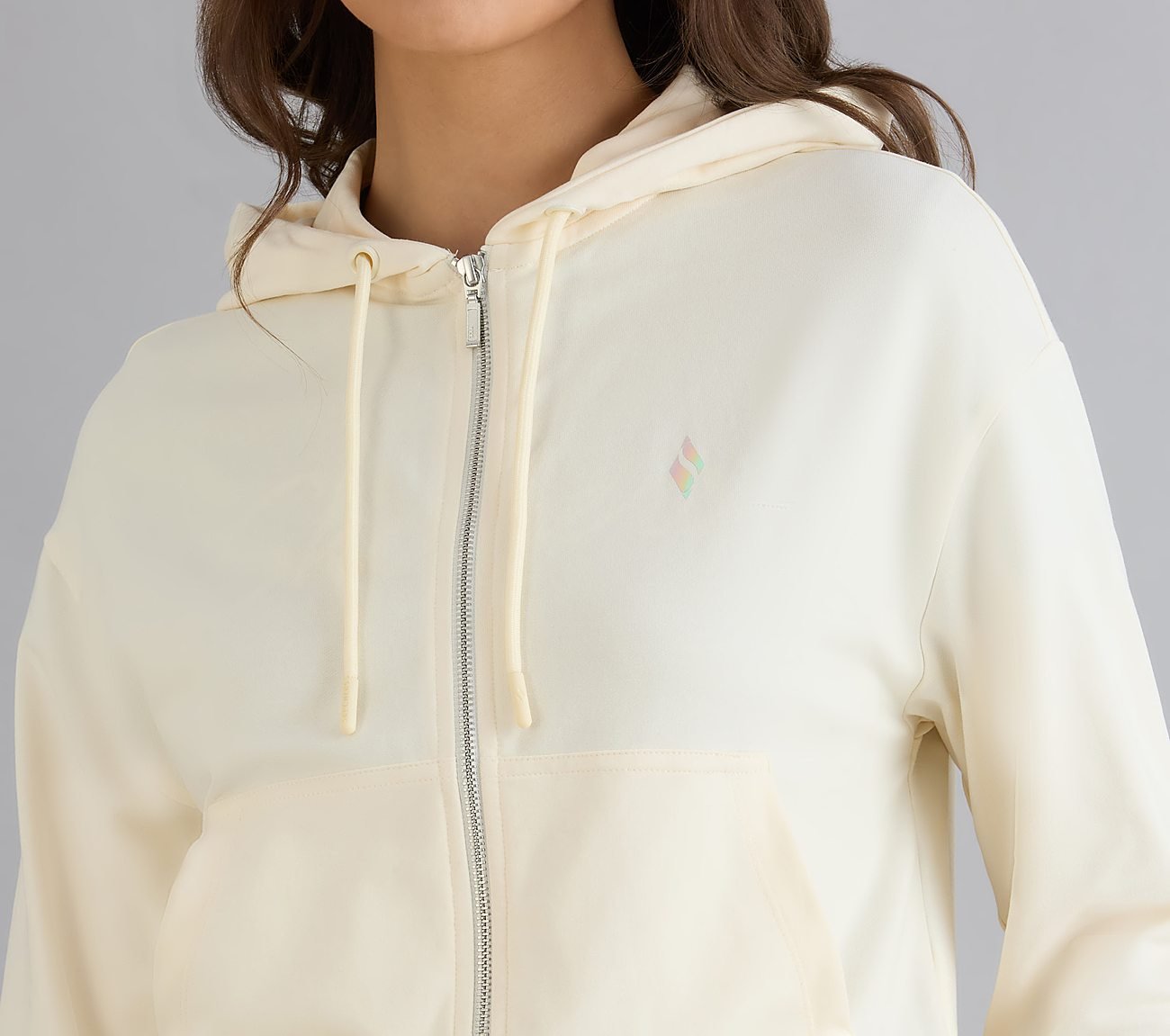 FRONT OPEN BRANDED HOODIE, WHITE Apparel Right View