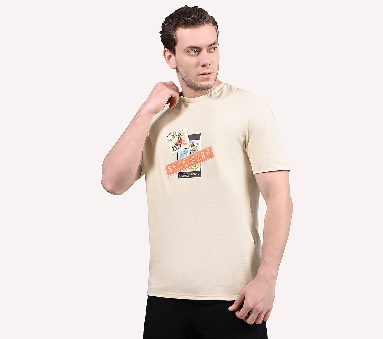 OASIS SKX STAMP TEE, OFF WHITE/GREY Apparels Top View