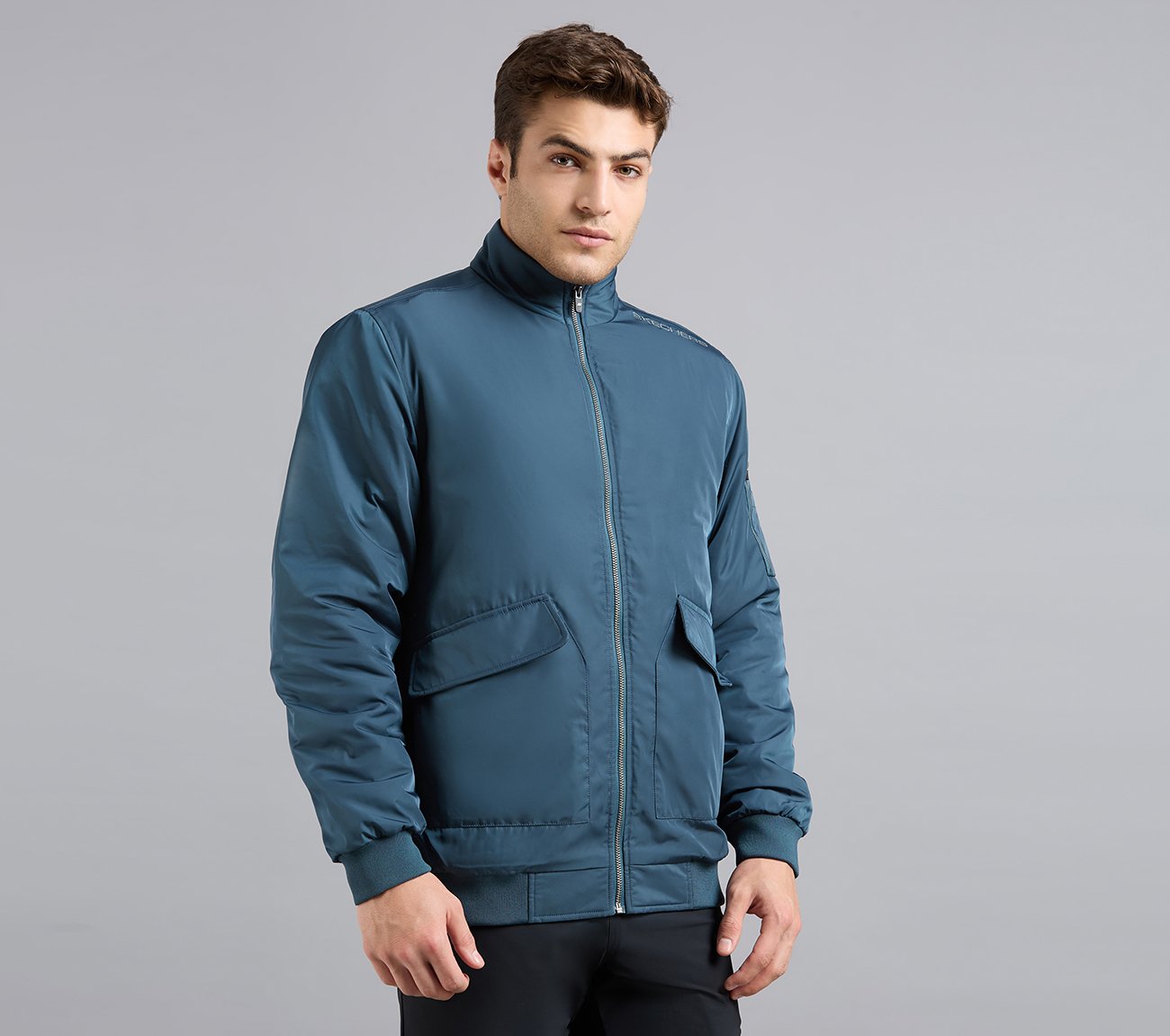 DOUBLE POCKET JACKET, TAUPE/BLUE Apparels Bottom View