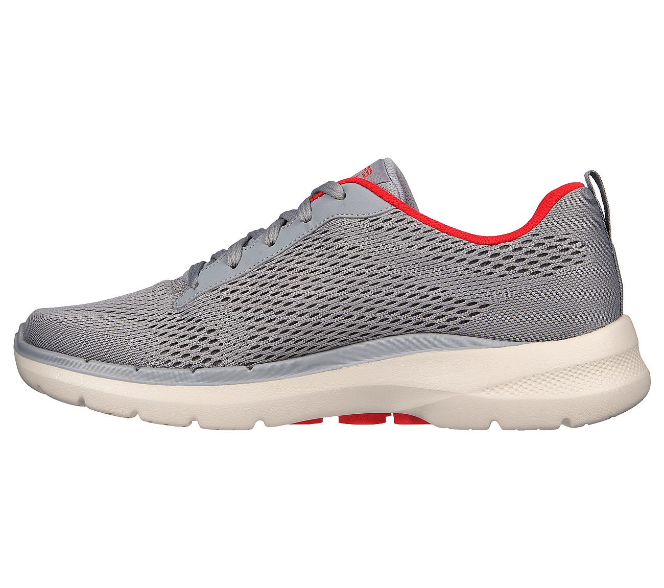 Skechers Grey/Red Go Walk 6 Avalo 2 Mens Lace Up Shoes - Style ID ...