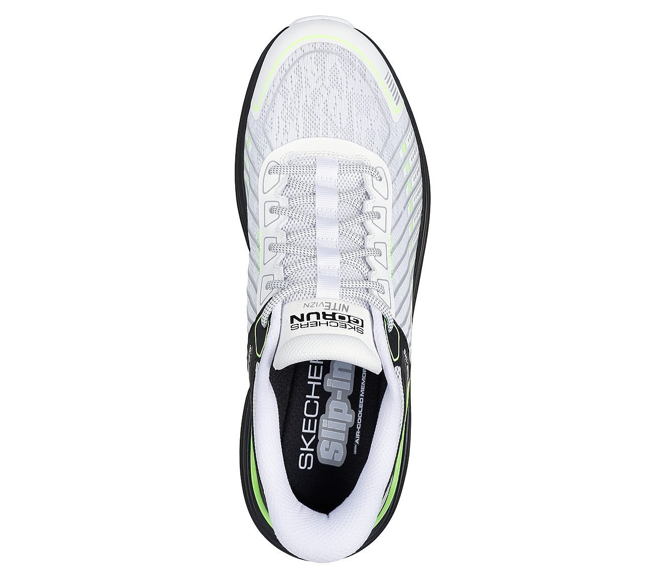SKECHERS SLIP-INS: MAX CUSHIONING SUSPENSION, WHITE BLACK Footwear Top View