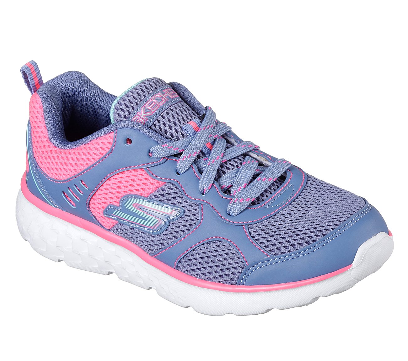 GO RUN 400, BLUE/NEON PINK Footwear Lateral View