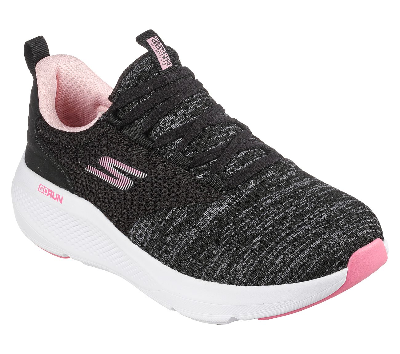 GO RUN ELEVATE-PLEASANT DAYS, BLACK/PINK Footwear Right View