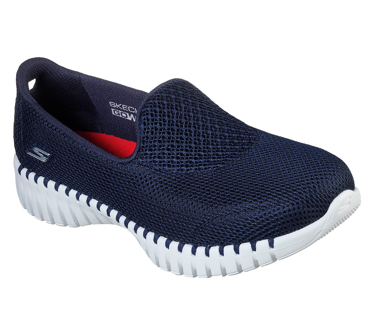 GO WALK SMART, NAVY/WHITE Footwear Lateral View