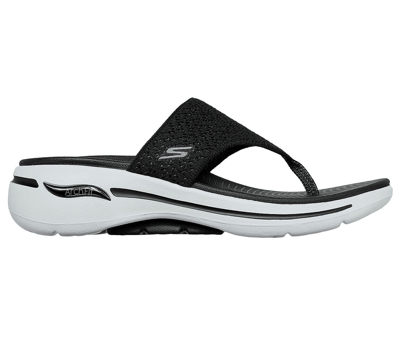 GO WALK ARCH FIT SANDAL - WEE, BLACK/WHITE Footwear Right View