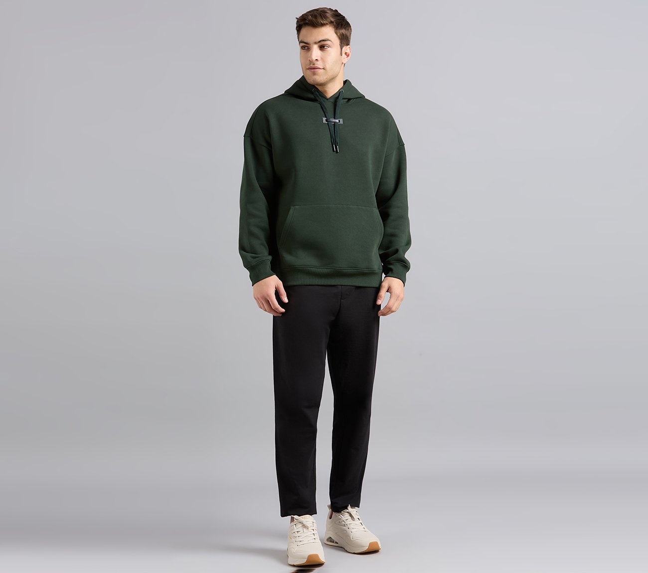 SKECHERS CORD LOOP HOODIE, BROWN/SAGE Apparels Right View