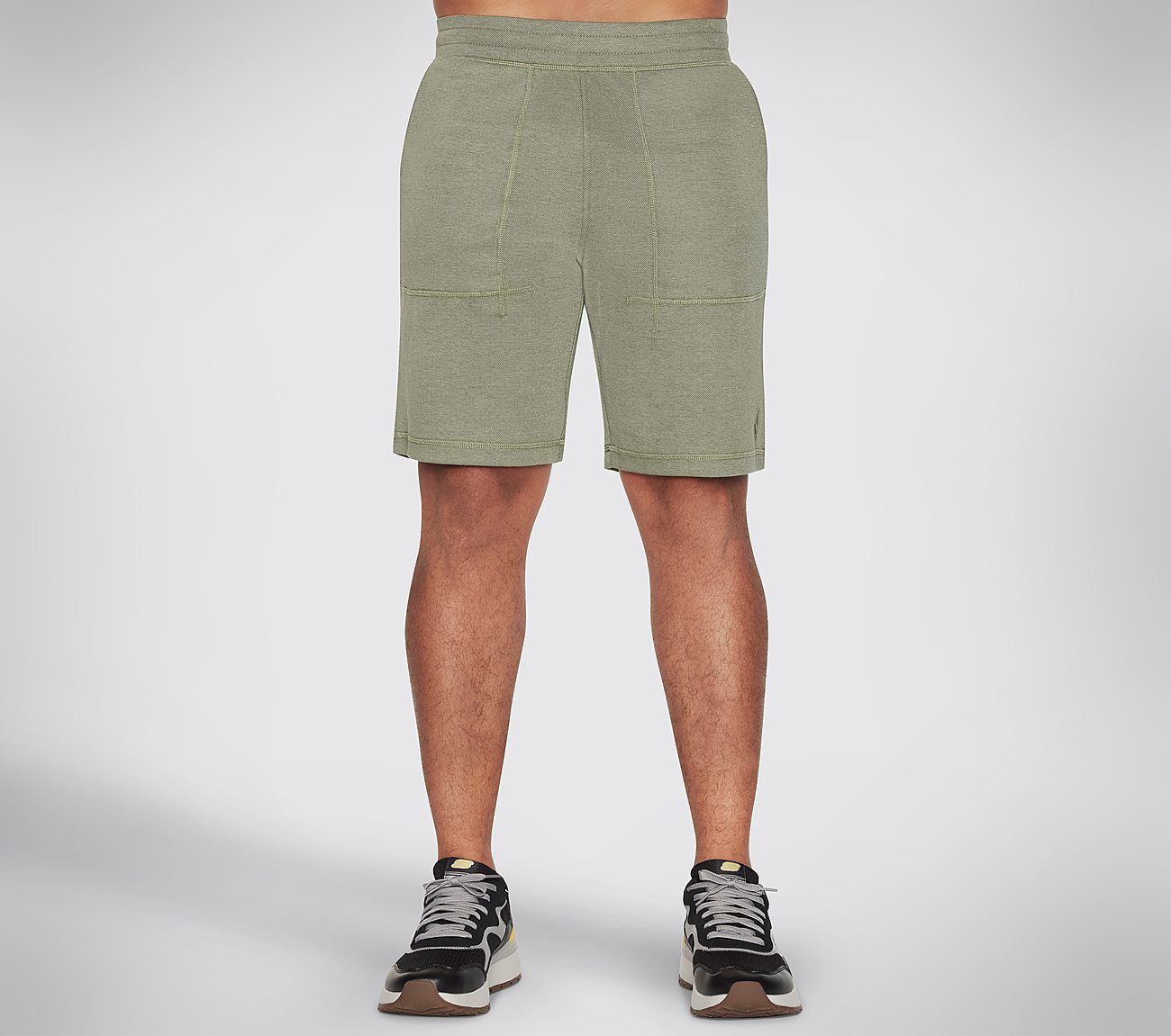 GOKNIT PIQUE 9IN SHORT, LIGHT GREY/GREEN Apparels Lateral View
