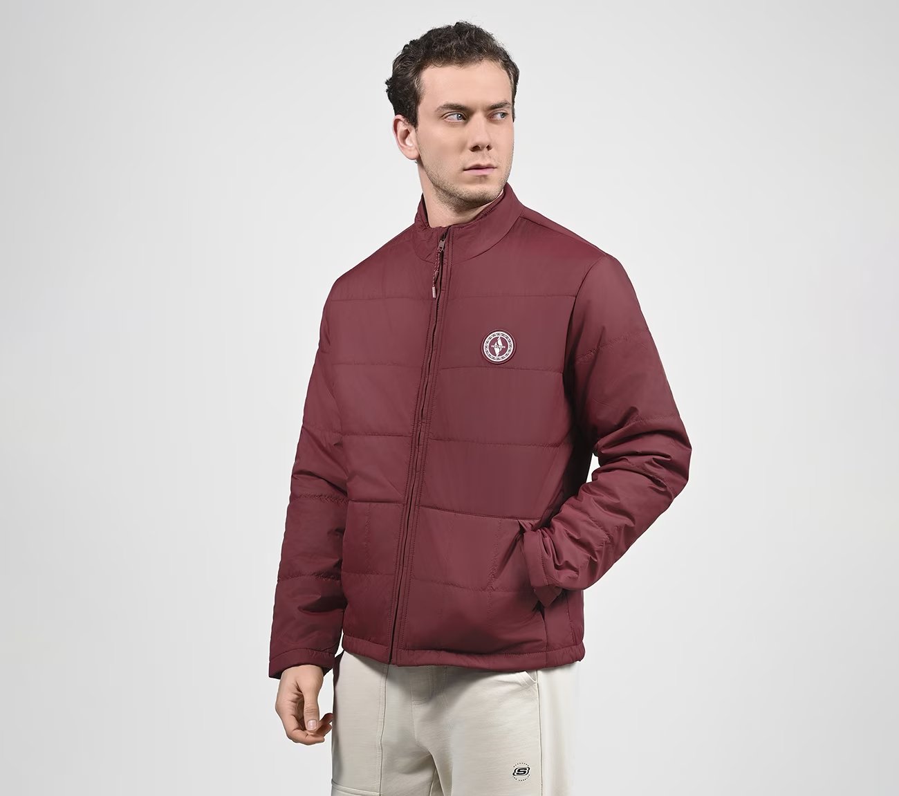 PUFFER FZ JACKET, DDARK RED Apparels Top View