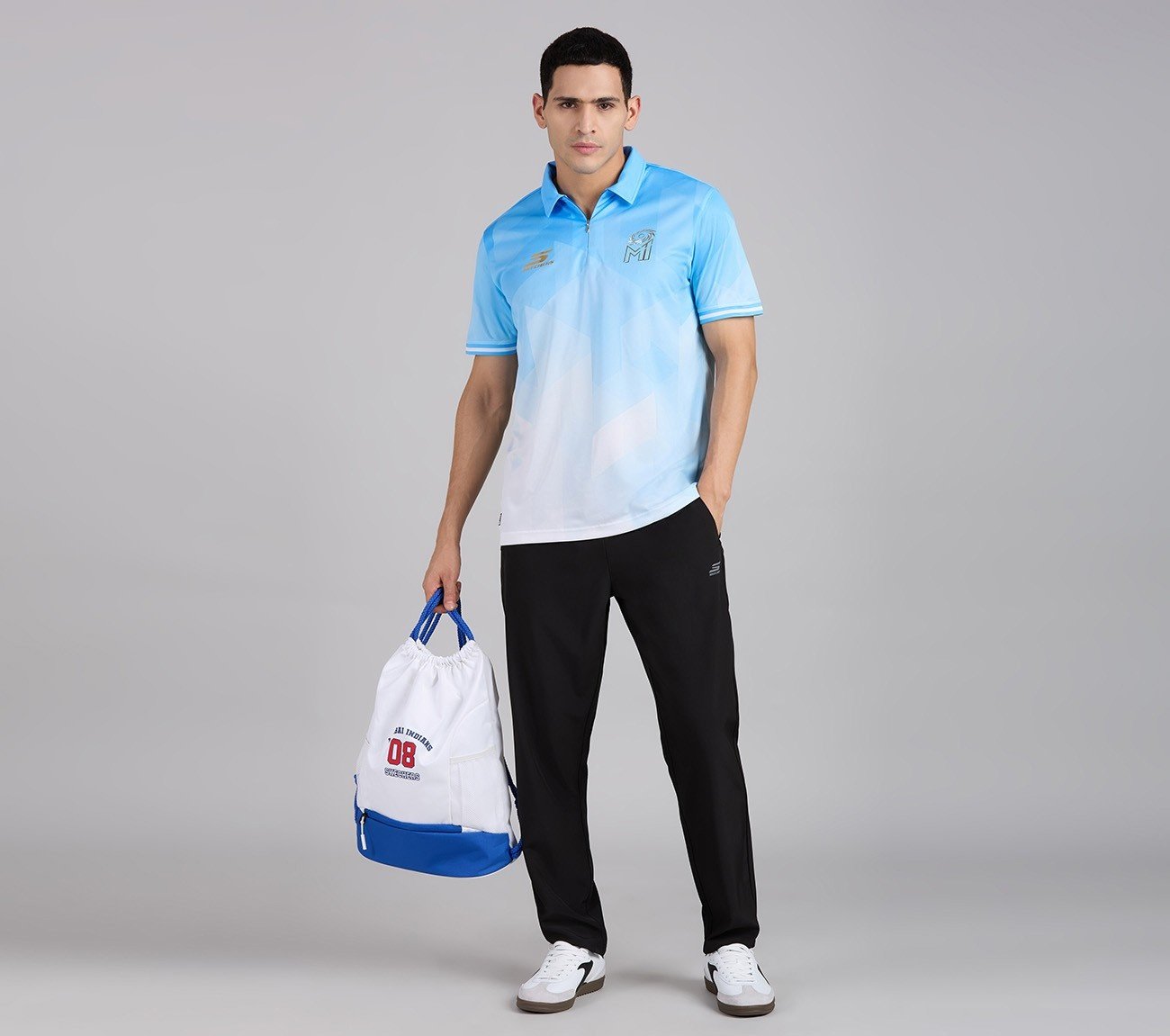 MUMBAI INDIANS AOP POLO, WHT/NVY/BLUE