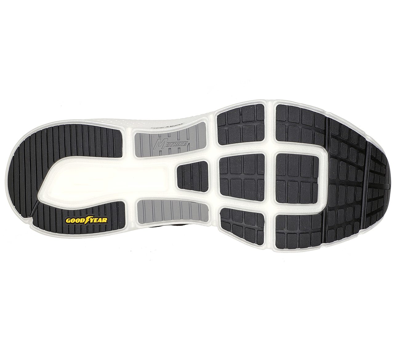 GO RUN RIDE 9 - RIDE 9, BLACK/WHITE Footwear Bottom View