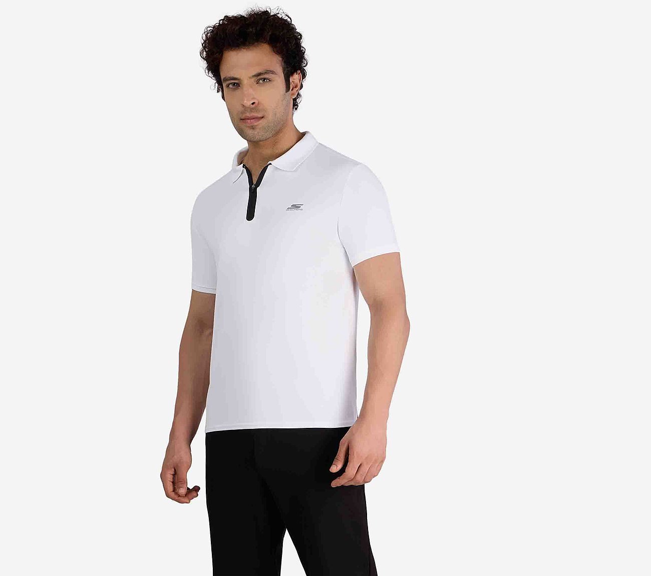 SS 1/4 ZIP POLO, WWWHITE Apparel Left View