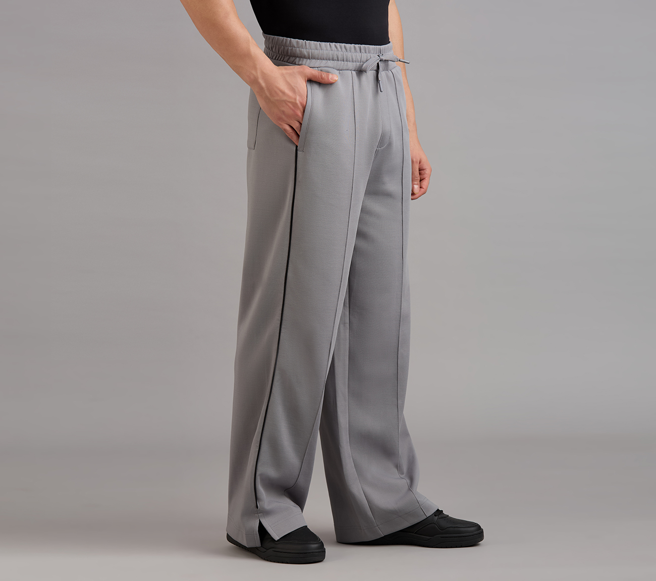 STRAIGHT SIDE SLIT PANTS,  Apparel Bottom View