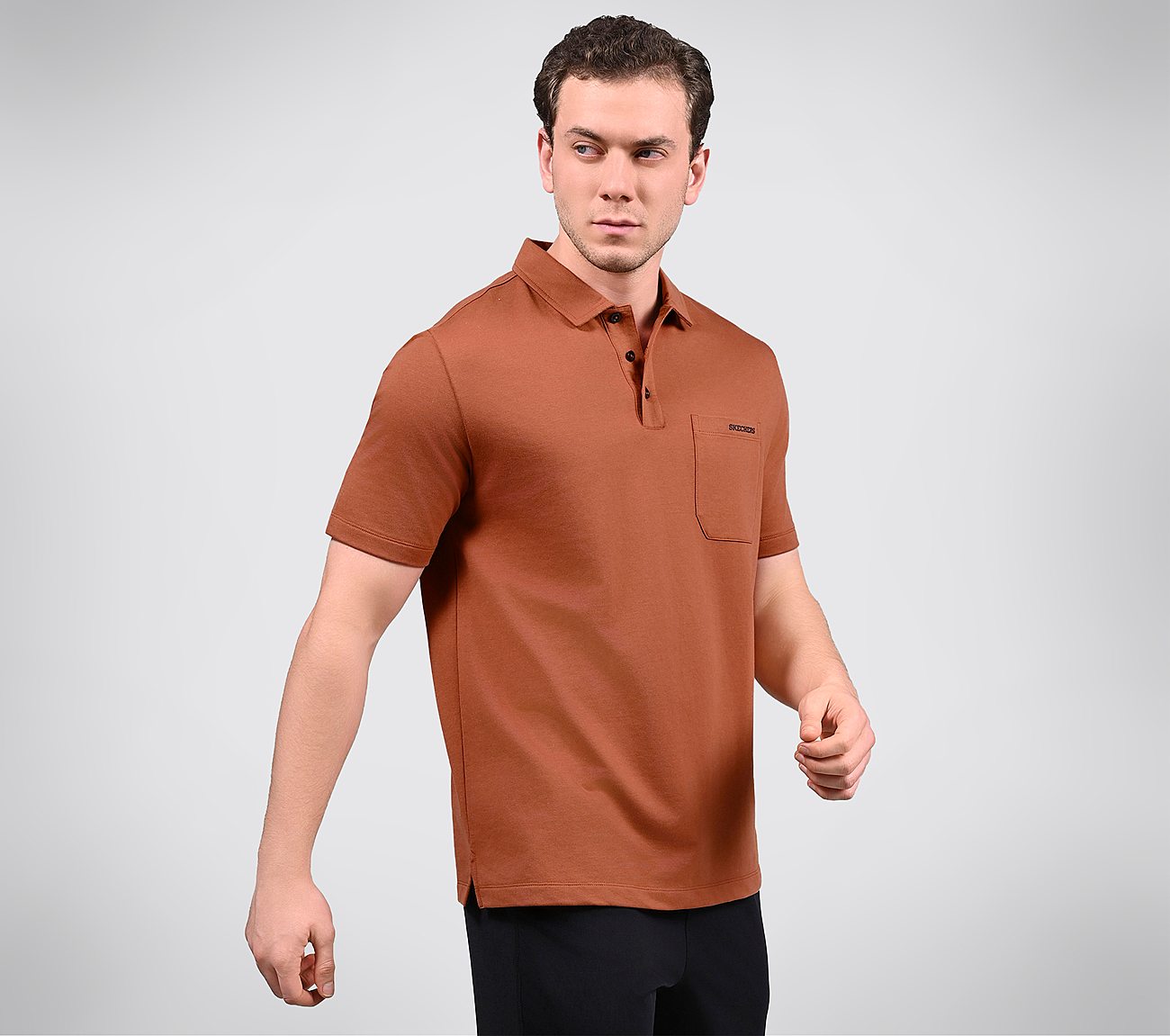 EARTH TERRY POLO, ORANGE/BROWN Apparels Left View