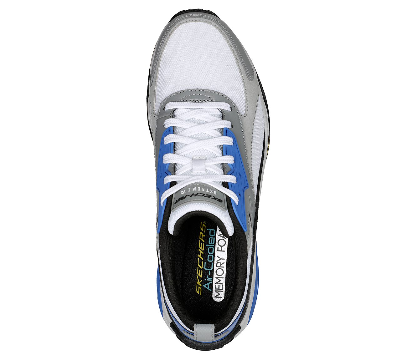 SKECH-AIR EXTREME V2, WHITE/BLACK/BLUE Footwear Top View